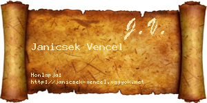 Janicsek Vencel névjegykártya